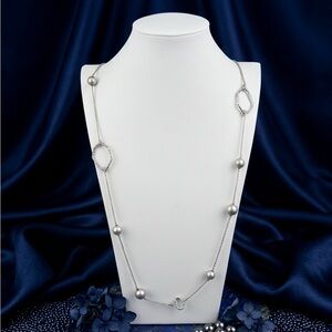 Alexis Bittar Crystal & Pearl Station Long Necklace